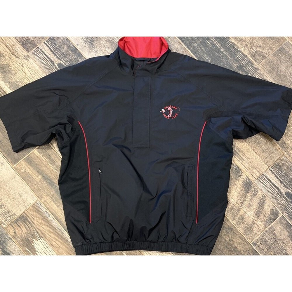 FootJoy DryJoys Jacket Men Black 1/2 Zip Short Sleeve Windbreaker Roaring Fork L